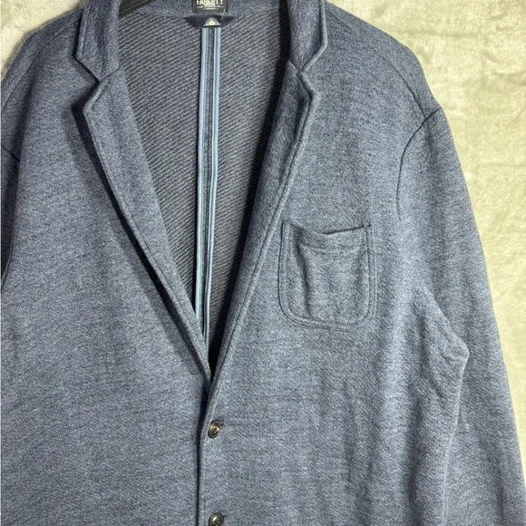 Faherty Inlet Blazer Deep Navy Cotton Blend Mens XL-Tall Utility Sport Coat